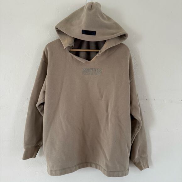 Essentials Fear of God Hoodie Beige Cream Unisex Size XSmall Oversized **Flawed - Picture 1 of 13